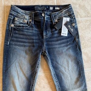 Miss Me Women's Light Blue Skinny Jeans. Low rise